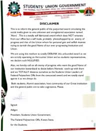 OFFAPOLY SUG disclaimer notice